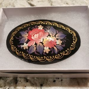 Russian hand painted broach.